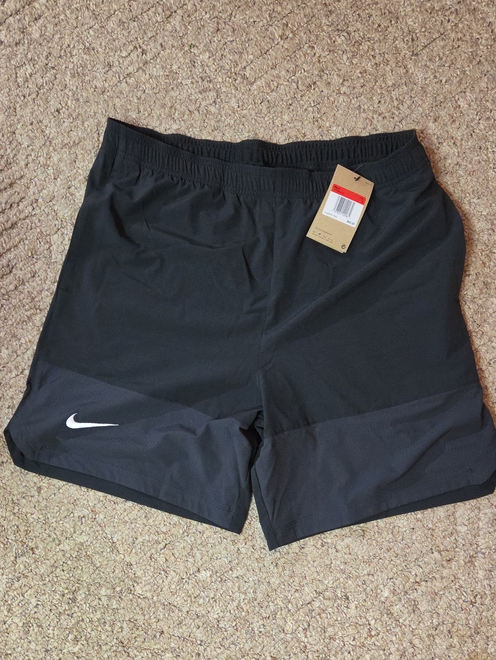 Nike Men’s Black Athletic Shorts with White Swoosh